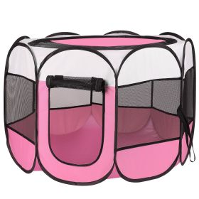 8-Panel Waterproof Fabric Pet Playpen for Dogs & Cats (Color: pink)