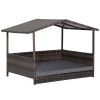 Wicker Outdoor Dog House with Weatherproof Roof - Large
