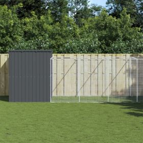 Anthracite Steel Dog House with Extended Mesh Run 84 Inch (Color: Anthracite)