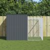 Anthracite Steel Dog House & Run 84.3 x 99.6 Inch