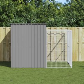 Light Gray Steel Dog House & Run 84 x 100 Inch (Color: Gray)