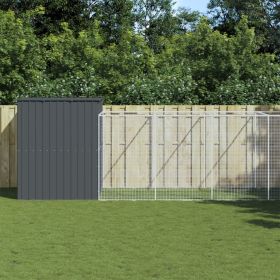 Galvanized Steel Dog House with Run - 84 x 260 Inch (Color: Anthracite)