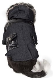 Pet Life Rugged Denim Wool Dog Coat - Chopper Style (size: small)