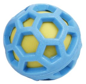 Pet Life DNA Bark Hexagon TPR Squeaky Ball Toy (Color: Blue / Green)