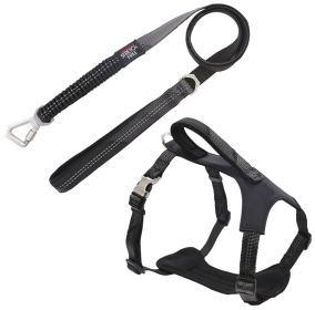 Pet Life Geo-prene Reflective Leash & Harness Set (Color: black, size: large)