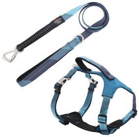 Pet Life Geo-prene Reflective Leash & Harness Set (Color: Blue, size: large)