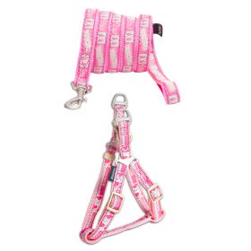 Touchdog Faded-Barker Adjustable Harness & Leash (Color: pink, size: medium)