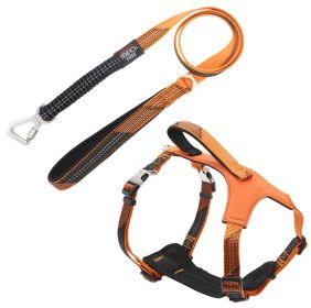 Pet Life Geo-prene Reflective Leash & Harness Set (Color: Orange, size: large)