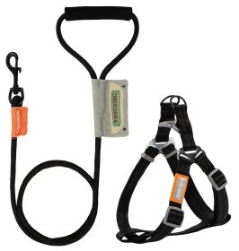 Touchdog Macaron 2-in-1 Nylon Harness & Leash (Color: black, size: medium)