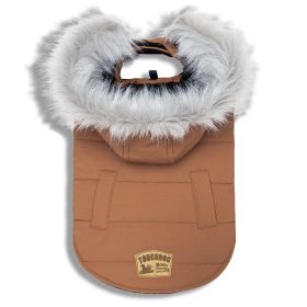 Touchdog Eskimo-Swag Duck-Down Parka Dog Coat (Color: brown, size: X-Small)