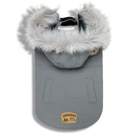 Touchdog Eskimo-Swag Duck-Down Parka Dog Coat (Color: grey, size: small)