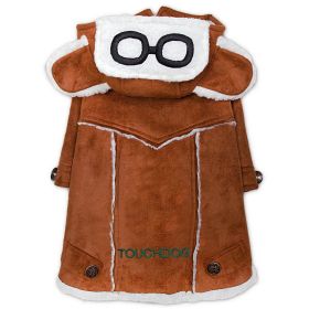 Touchdog Tuskegee Aero-Vintage Designer Dog Coat (Color: brown, size: large)