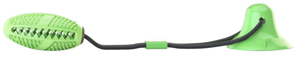 Pet Life Grip N Play Suction Football Treat Dog Toy (Color: Green)