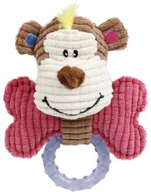 Pet Life Paci-Plush Squeaky Teething Puppy Toy (Color: Pink / Brown)