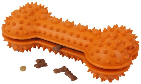 Pet Life Denta-Bone TPR Treat Dispensing Dental Toy (Color: Orange)