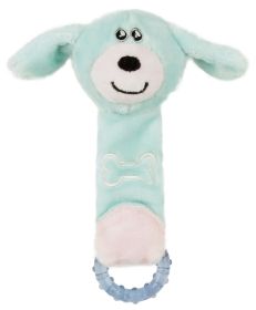 Pet Life Plush Squeaky Crinkle Teething Toy for Puppies (Color: Blue)