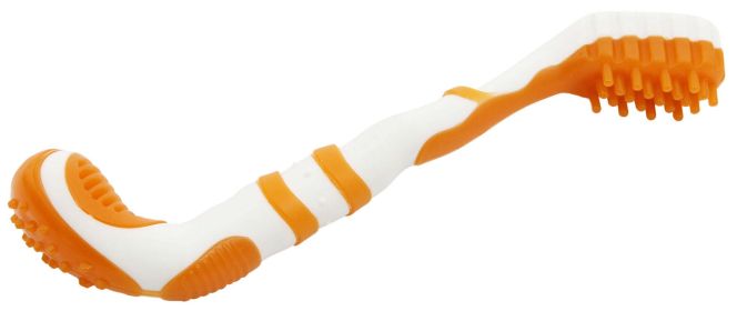 Pet Life TPR Denta-Brush Chew Toy Toothbrush (Color: Orange)
