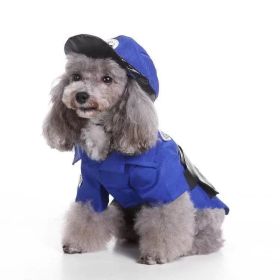Pet Life Pawlice Pawtrol Police Costume - Medium, Blue (Color: Blue)