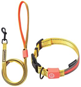 Touchdog Lumiglow USB LED Light-Up Leash & Collar (Color: yellow, size: medium)