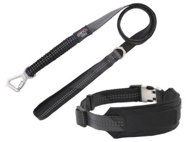 Pet Life Geo-prene Reflective Leash & Collar Set (Color: black, size: small)