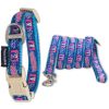 Touchdog Bone Patterned Embroidered Collar & Leash