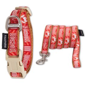 Touchdog Funny Bun Embroidered Collar & Leash Set (Color: Red, size: medium)