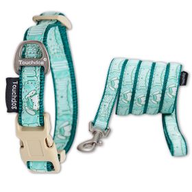 Touchdog Funny Bun Embroidered Collar & Leash Set (Color: Green, size: medium)