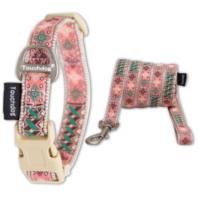 Touchdog Carpentry Patterned Collar & Leash Set (Color: brown, size: medium)
