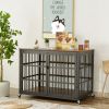 Wrought Iron Dog Crate Side Table with Openable Top