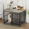 Rustic Brown Dog Crate Furniture with Sliding Iron Door