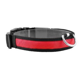 USB Rechargeable LED Dog Collar - Night Safety Light (Color: Red, size: L)
