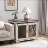 Farmhouse Dog Crate Credenza with Sliding Barn Door
