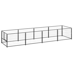 Black Steel Dog Kennel - 43 Square Foot Outdoor Pen (Color: black)