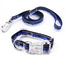 Reflective Waterproof PVC Dog Leash, Collar & Harness Set (Color: white clouds, size: L)