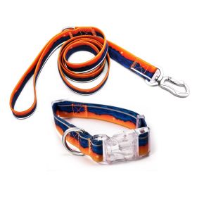 Reflective Waterproof PVC Dog Leash, Collar & Harness Set (Color: sunset, size: L)