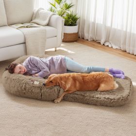 Giant Human-Size Dog Bed with Orthopedic Foam - 71 Inch (Color: Khaki)