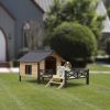 Wooden Cabin Dog Kennel with Porch - Fir Wood