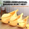 Banana-Shaped Plush Pet Bed Cave for Cats & Small Dogs