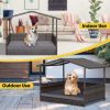 Wicker Outdoor Dog House with Weatherproof Roof - Large