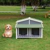 Log Cabin Wooden Dog House with Porch for Medium Dogs