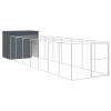 Anthracite Steel Dog House with Extended Mesh Run 84 Inch