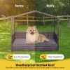 Wicker Outdoor Dog House with Weatherproof Roof - Large