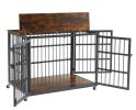 Wrought Iron Dog Crate Side Table with Openable Top