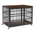 Wrought Iron Dog Crate Side Table with Openable Top