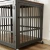 Wrought Iron Dog Crate Side Table with Openable Top