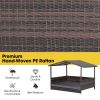 Wicker Outdoor Dog House with Weatherproof Roof - Large