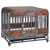 37 Inch Furniture Style Heavy Duty Dog Crate with Wheels