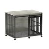 Rustic Brown Dog Crate Furniture with Sliding Iron Door