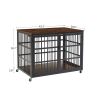 Wrought Iron Dog Crate Side Table with Openable Top