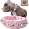 Spiked Microfiber Leather Dog Collar with Squeak Ball